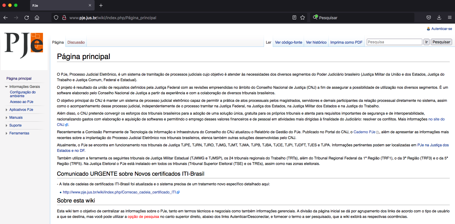 Imagem da wiki do PJe.